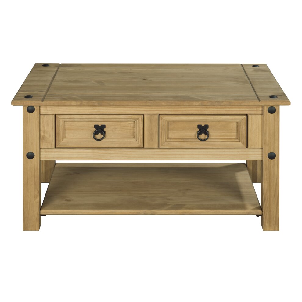 Corona Coffee Table 2 Drawer Mexican Solid Pine Wood Occasional
